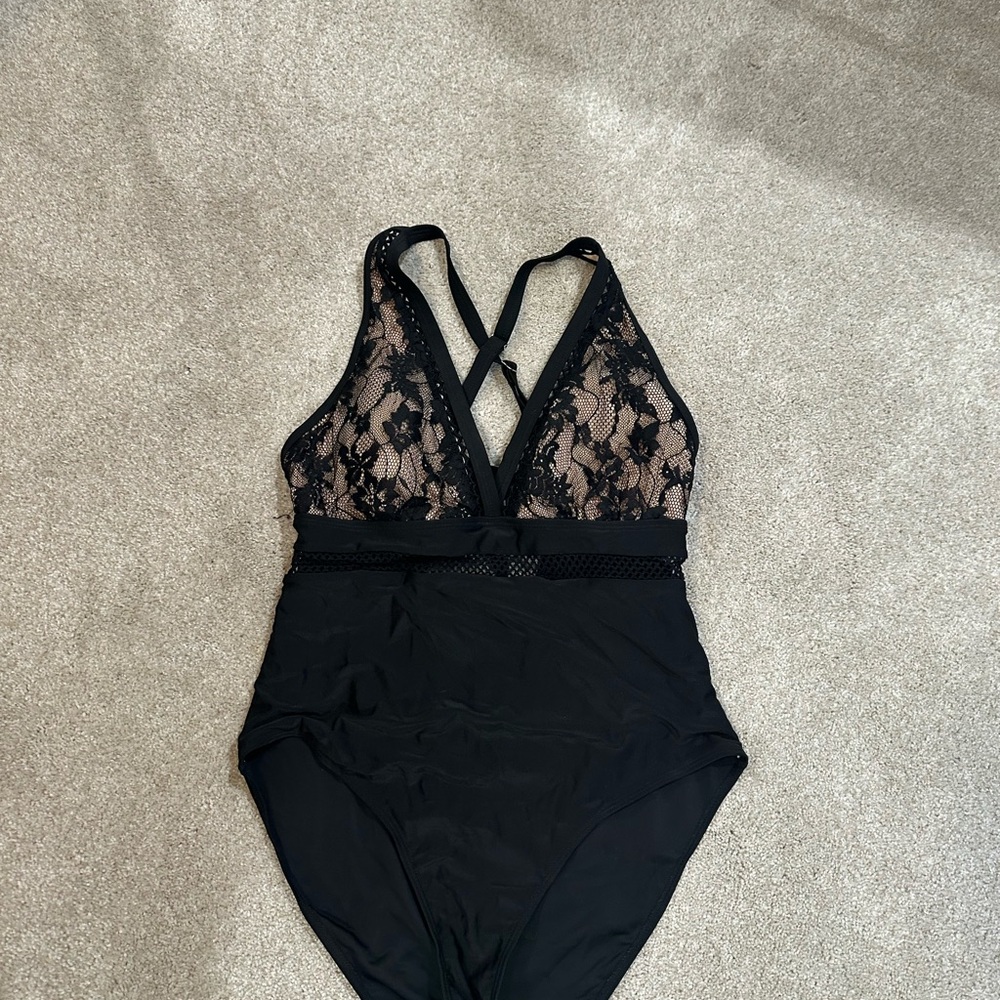 Black Lace One-Piece Swimsuit